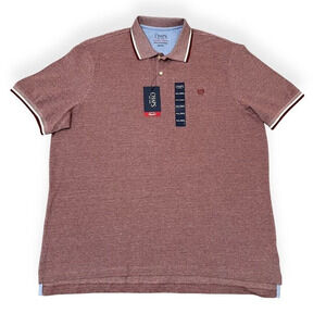 New Chaps Men's Polo Shirt Natural Stretch Birdseye Deep Mahogany Size XXL